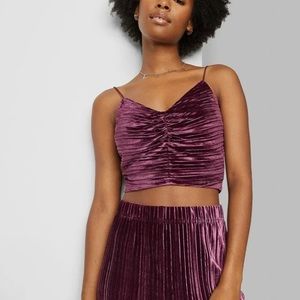 NWOT Wild Fable Purple Crushed Velvet Ruched Crop Top